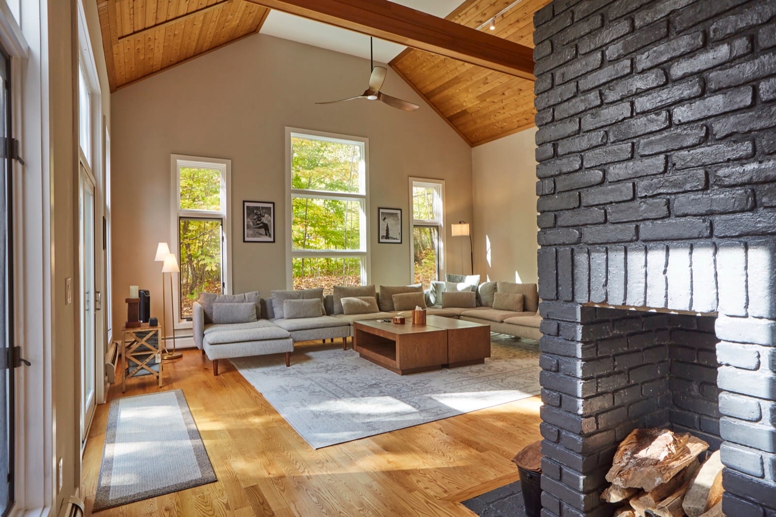 First Chair Lair living room with fireplace