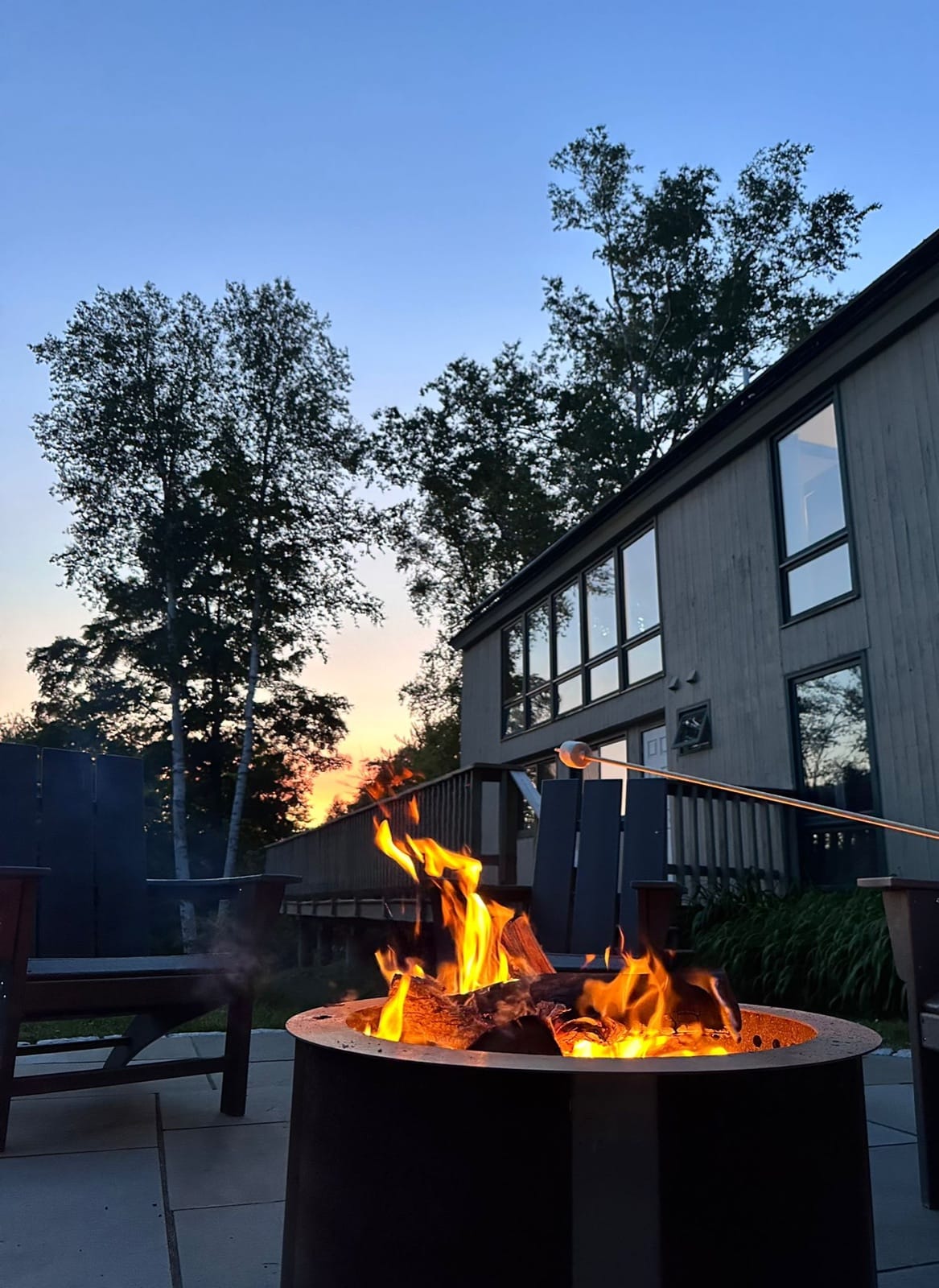 Hilltop Hideaway fire pit at dusk